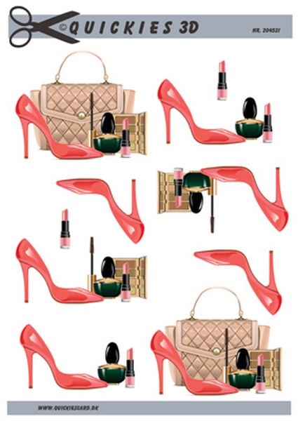  3D Røde sko, taske og makeup